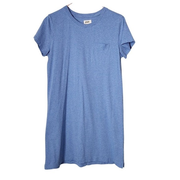 Pact Dresses & Skirts - PACT Organic Cotton Blue T Shirt Pocket Dress clean girl capsule wardrobe M